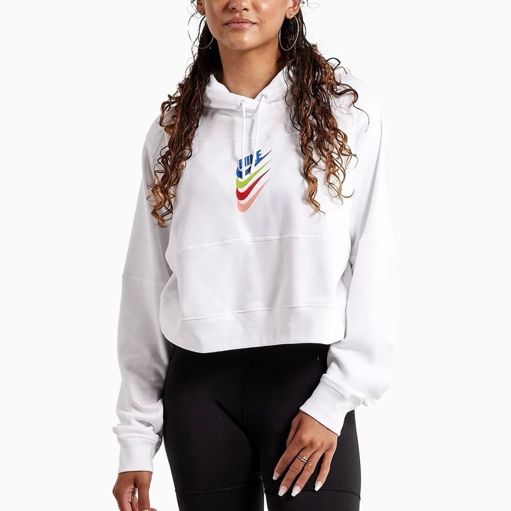Nike Easy Cropped Hoodie Size L Women White
